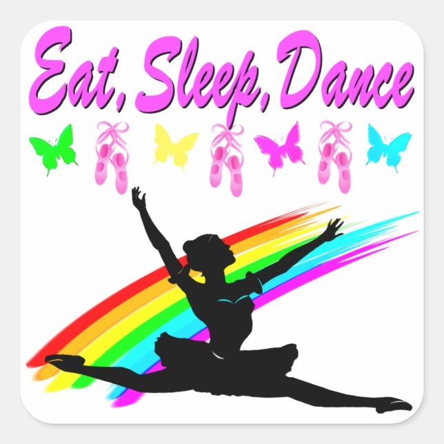 EAT, SLEEP, DANCE BALLERINA DESIGN SQUARE STICKER (Front)