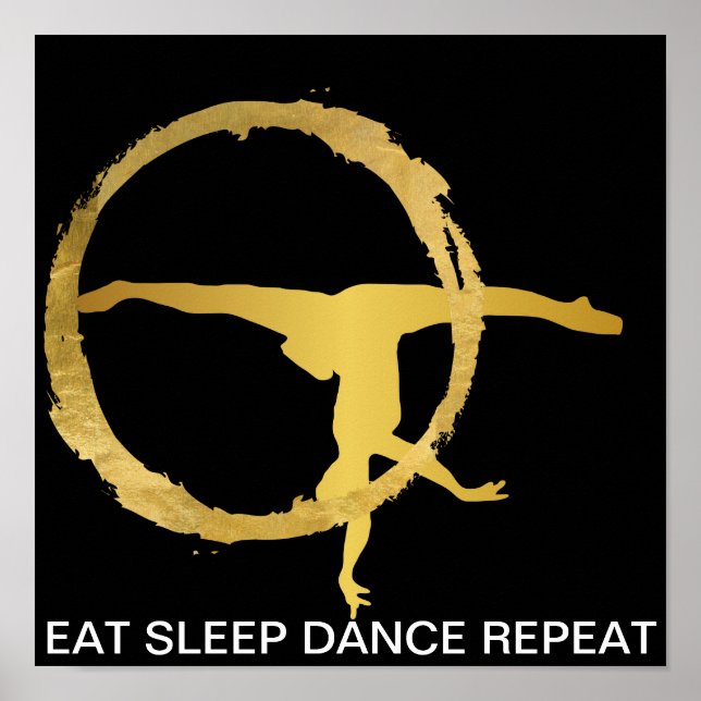 Eat Sleep Dance Repeat Black Gymnastic Ball Poster (Front)