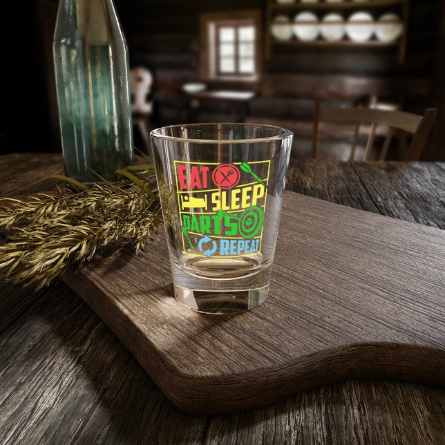 Eat Sleep Darts Repeat - Dart Player Shot Glass (Creator Uploaded)