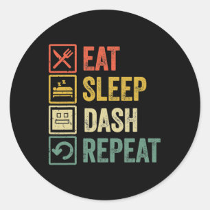 Eat Sleep Dash Repeat Video Game Geometry Video Ga Classic Round Sticker
