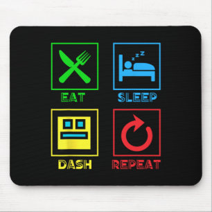 Eat Sleep Dash Repeat Video Game Geometry Video Ga Mouse Mat