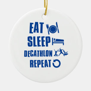 Eat sleep decathalon ceramic tree decoration