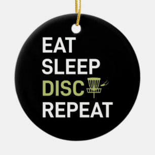 Eat Sleep Disc Golf Repeat Ceramic Tree Decoration