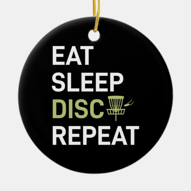Eat Sleep Disc Golf Repeat Ceramic Tree Decoration (Front)