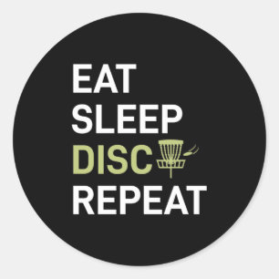 Eat Sleep Disc Golf Repeat Classic Round Sticker