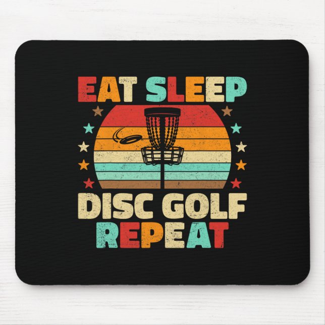 Eat Sleep Disc Golf Repeat Frisbee Disc Golf Lover Mouse Mat (Front)