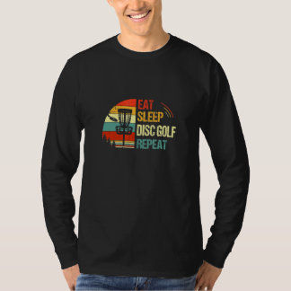 Eat Sleep Disc Golf Repeat Sunset Vintage Frisbee  T-Shirt
