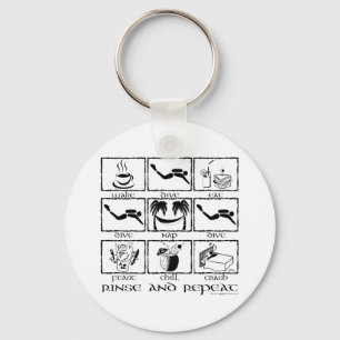 Eat Sleep Dive Rinse and Repeat Key Ring