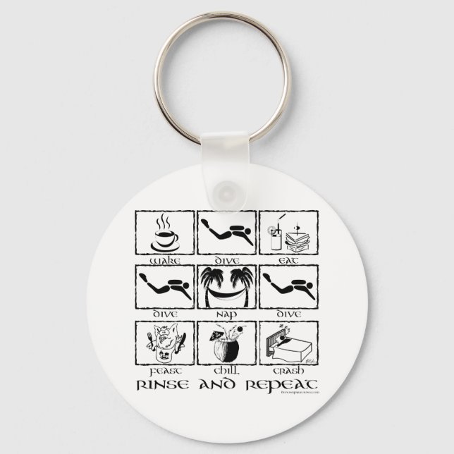 Eat Sleep Dive Rinse and Repeat Key Ring (Front)