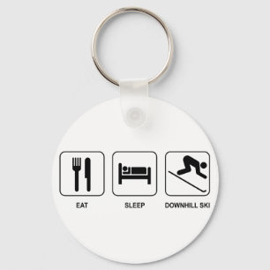 Eat Sleep Downhill Ski Key Ring
