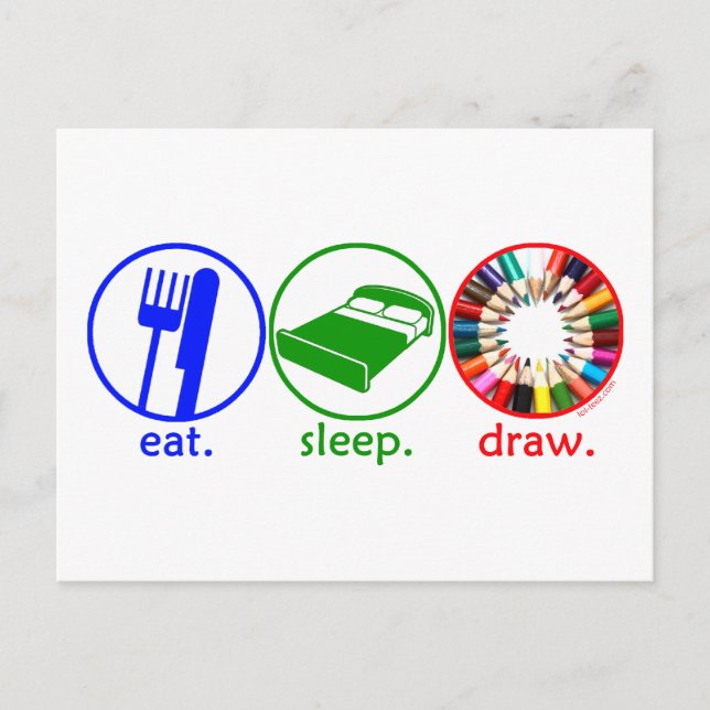 Eat Sleep Draw Postcard (Front)