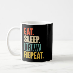 Eat Sleep Draw Repeat Retro Vintage drawing Coffee Mug