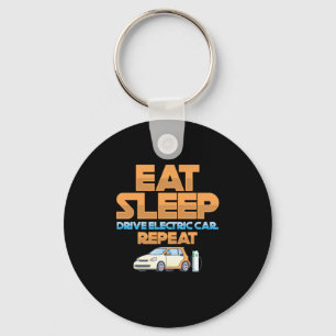 Eat Sleep Drive Electric Car Ecar Charge Gift Key Ring