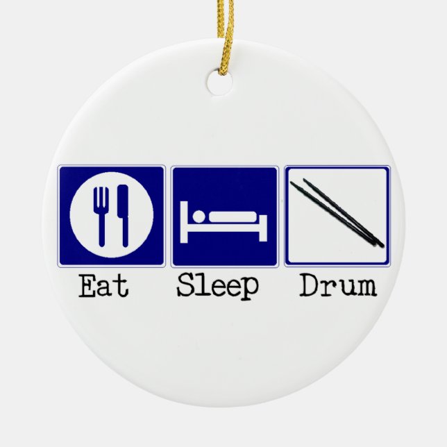 Eat, Sleep, Drum Ceramic Tree Decoration (Front)