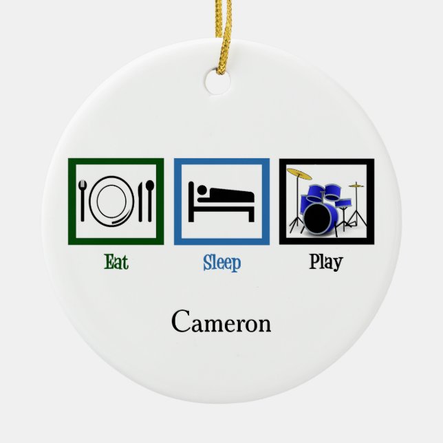 Eat Sleep Drums Ceramic Tree Decoration (Front)