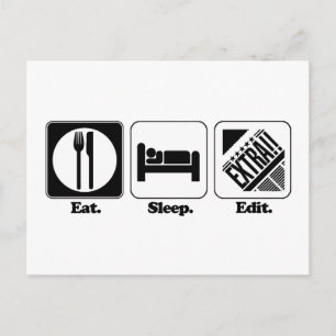eat sleep edit postcard