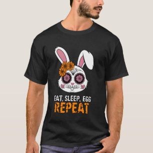 Eat Sleep Egg Repeat Funny Scary Easter Bunny Horr T-Shirt