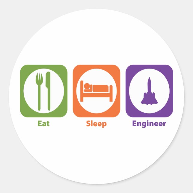 Eat Sleep Engineer Classic Round Sticker (Front)