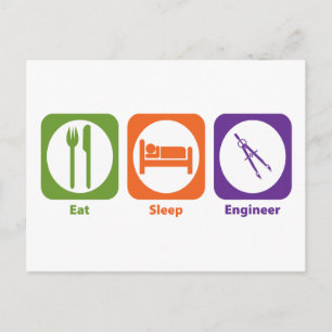 Eat Sleep Engineer Postcard