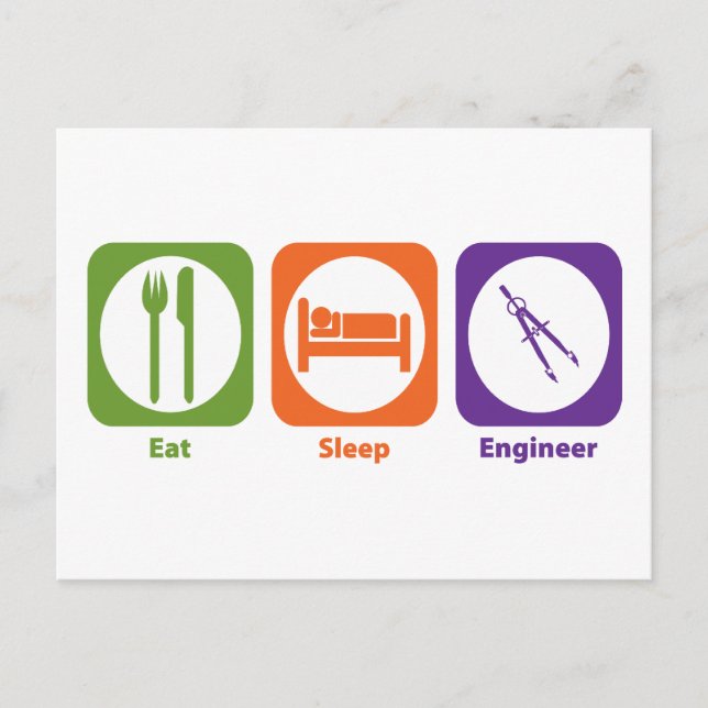 Eat Sleep Engineer Postcard (Front)