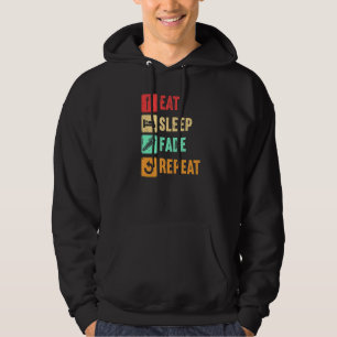 Eat Sleep Fade Repeat Vintage Barber Hairstylist B Hoodie