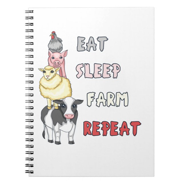 Eat Sleep Farm Repeat Notebook (Front)