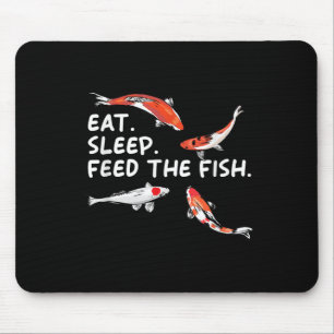Eat Sleep Feeds The Fish Funny Koi Lover Koi Carp Mouse Mat