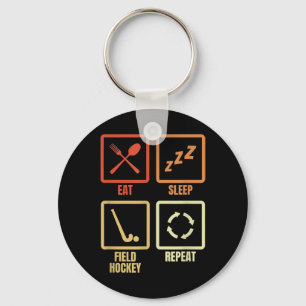 Eat Sleep Field Hockey Repeat Key Ring