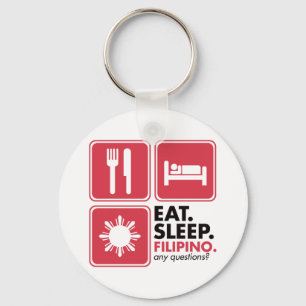 Eat Sleep Filipino - Red Key Ring