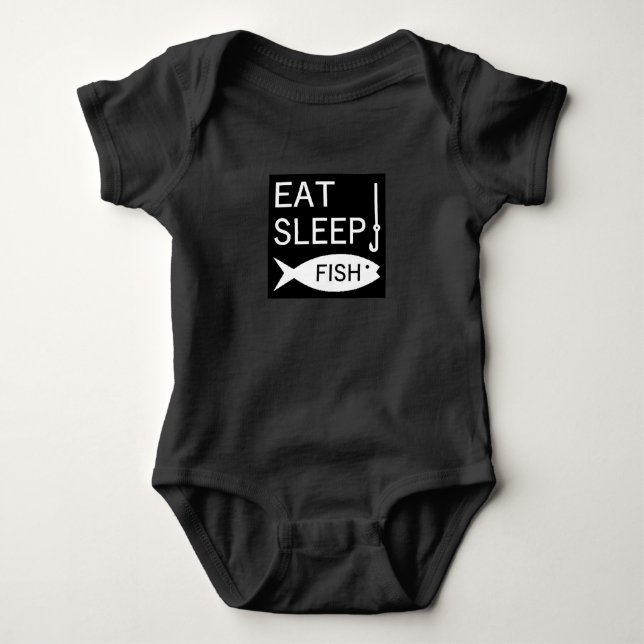 Eat Sleep Fish Baby Bodysuit (Front)