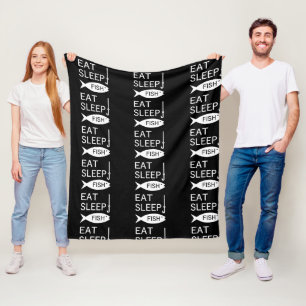 Eat Sleep Fish Fleece Blanket