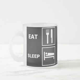 Eat Sleep FISH! Frosted Glass Coffee Mug