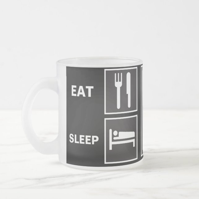 Eat Sleep FISH! Frosted Glass Coffee Mug (Left)