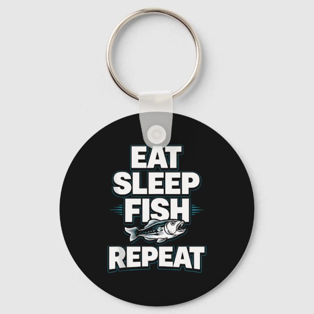 Eat sleep fish repea  key ring (Front)
