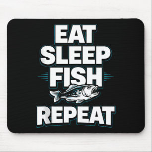 Eat sleep fish repea mouse mat