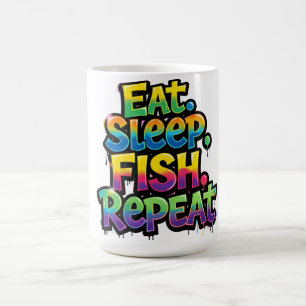 Eat Sleep Fish Repeat Rainbow Graffiti Coffee Mug