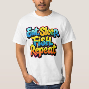 Eat Sleep Fish Repeat Rainbow T-Shirt