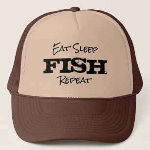 EAT SLEEP FISH REPEAT retirement gift trucker hat