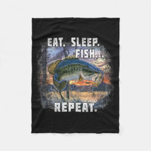 Eat Sleep Fish Repeat Shirt Fishing Fisherman Angl Fleece Blanket