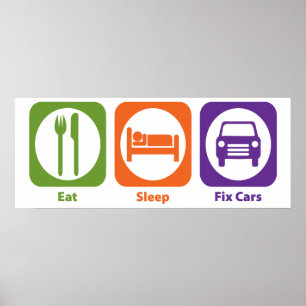 Eat Sleep Fix Cars Poster