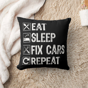 Eat Sleep Fix Cars Repeat Funny Mechanic Dad Cushion