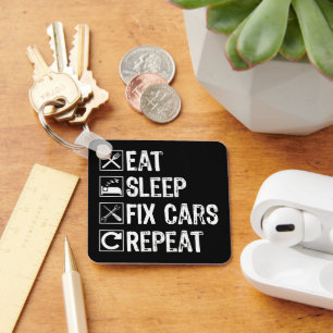 Eat Sleep Fix Cars Repeat Funny Mechanic Dad Key Ring
