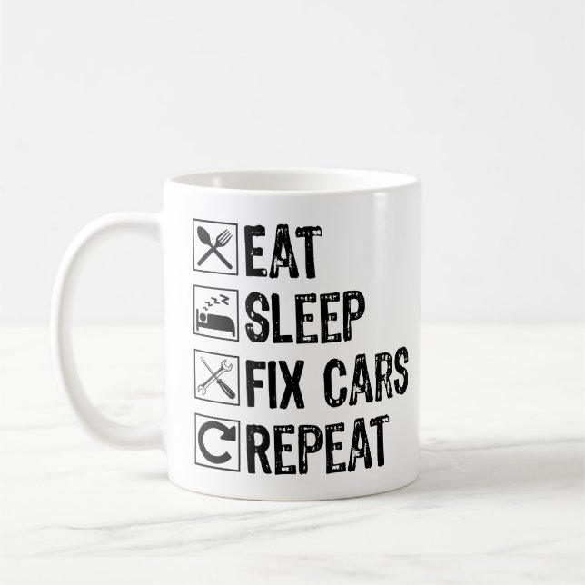 Eat Sleep Fix Cars Repeat Mechanic Grandpa Cool Coffee Mug (Left)