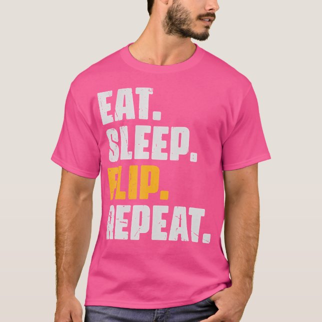 Eat Sleep Flip Repeat - Funny Gymnastics Parkour F T-Shirt (Front)
