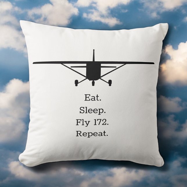 Eat Sleep Fly 172 Repeat Funny Aeroplane Pilot Cushion (Creator Uploaded)