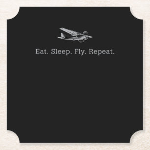 Eat Sleep Fly Drones Repeat Aviator Gift Paper Coaster