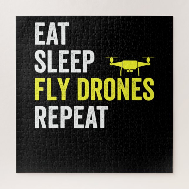 Eat Sleep Fly Drones Repeat Drone Pilot Quadcopter Jigsaw Puzzle (Vertical)
