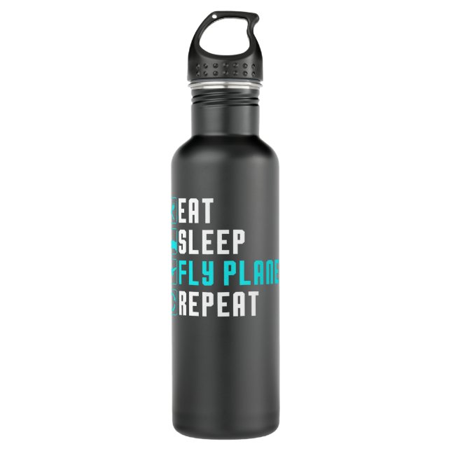 Eat Sleep Fly Planes Repeat - Trendy Airplane Pilo 710 Ml Water Bottle (Front)