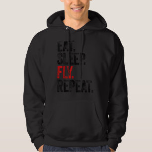 Eat Sleep Fly Repeat Aviation Pilot Funny Vintage Hoodie