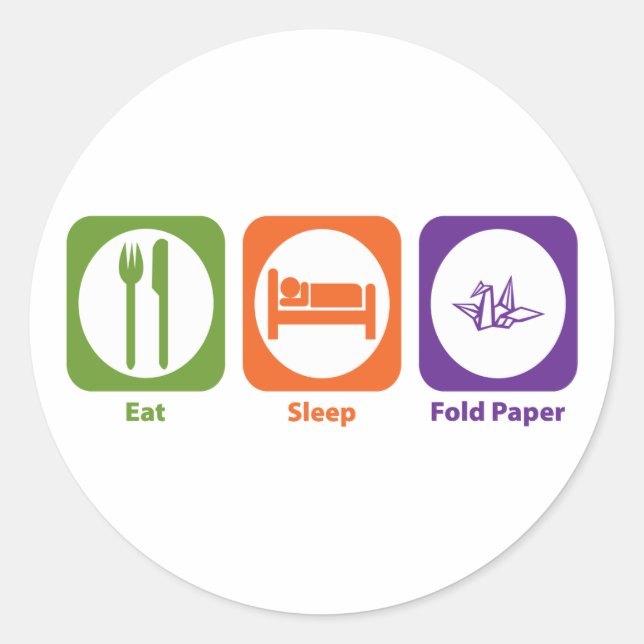 Eat Sleep Fold Paper Classic Round Sticker (Front)